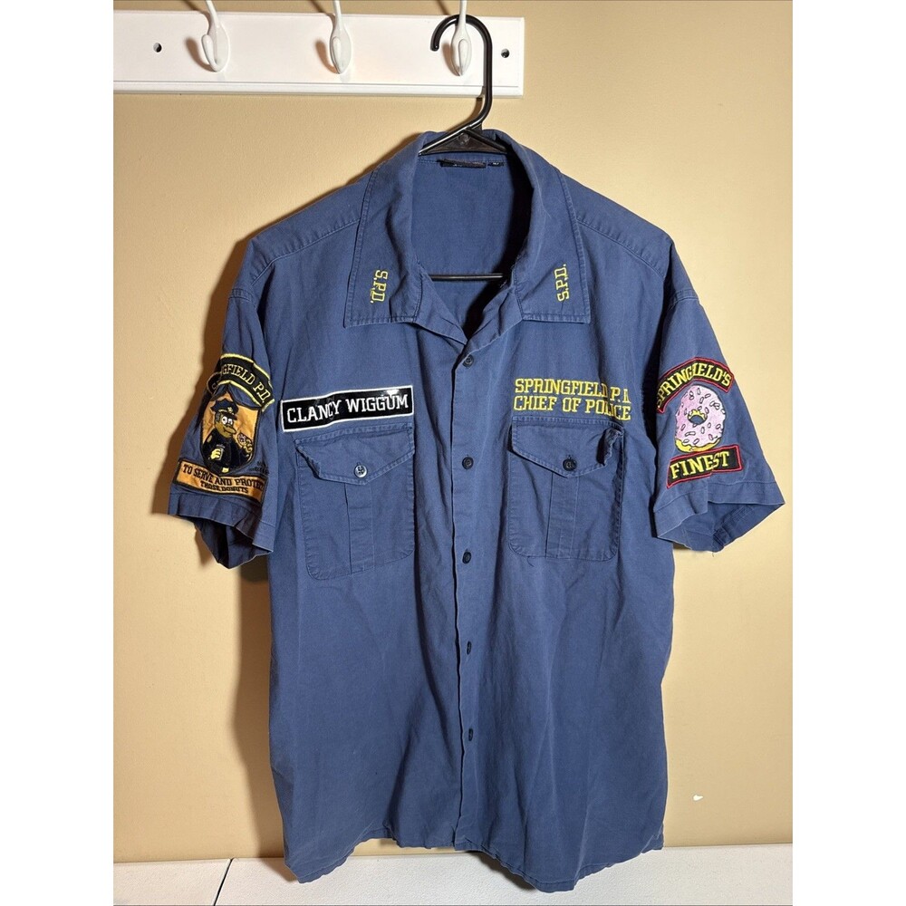 The Simpsons Vintage Springfield P.D. Chief of Police Button Up Shirt Men’s M